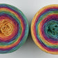 Rainbow gradient yarn.  50% cotton, 50% acrylic.