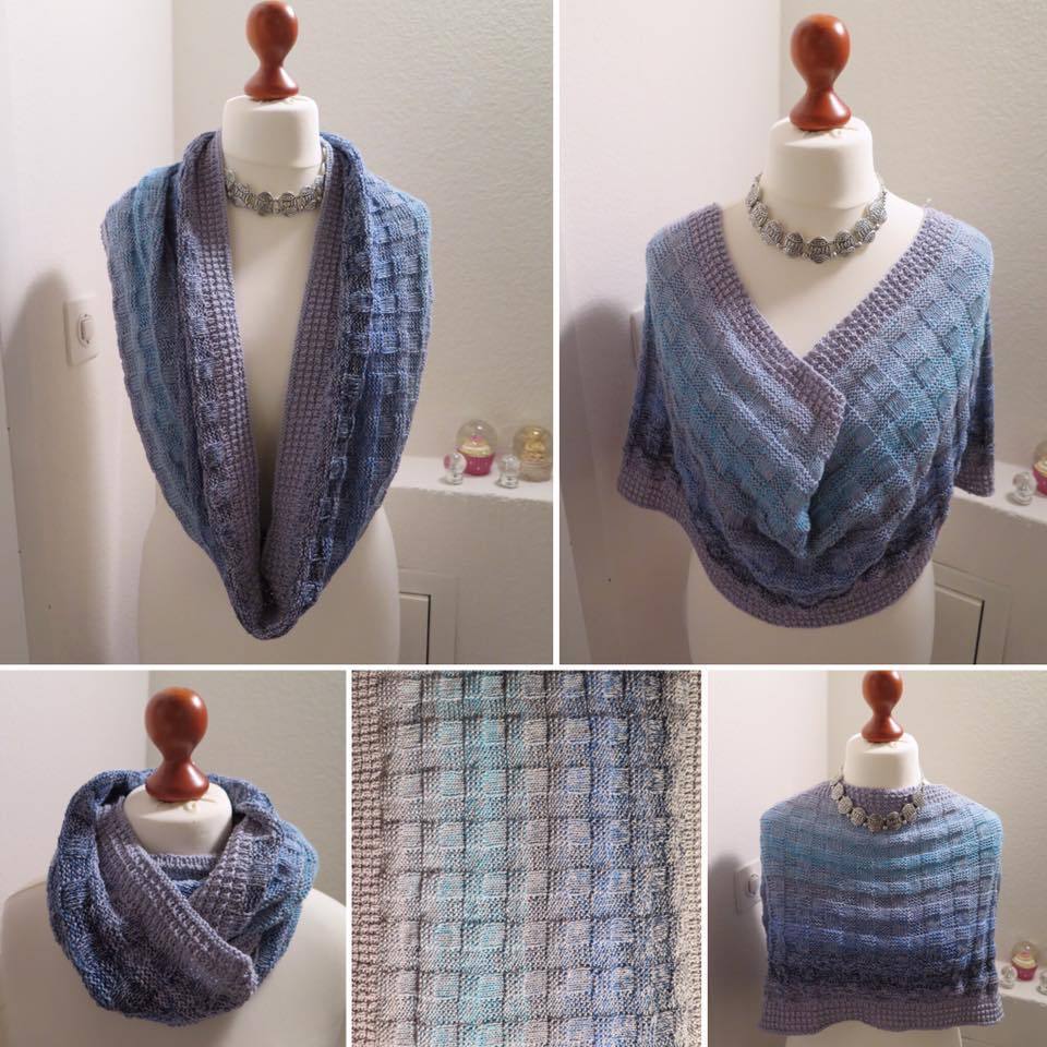 An scarf made with Wolltraum yarn.